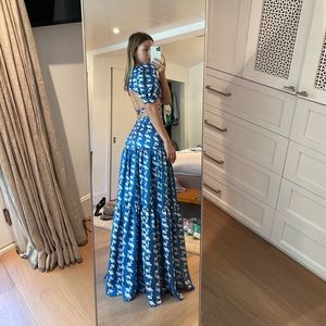 Milla Blue Floral backless gown